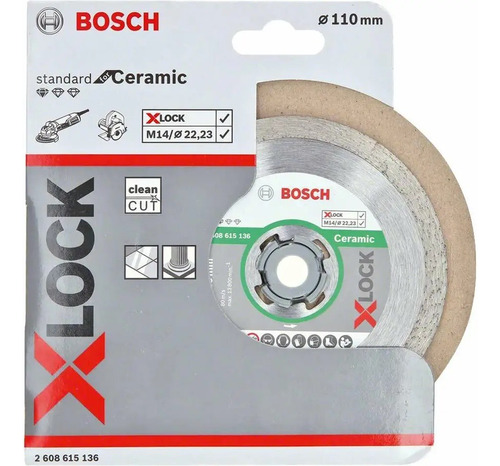 Disco Diamantado Continuo 115mm Ceramica X-lock Bosch 137 Color Plateado