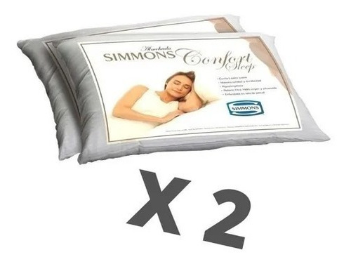 Almohada Pack X 2 Simmons Confort Sleep 90x50 Cm Extra Suave