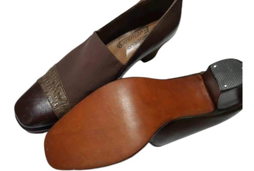 Zapatos Taco Bajo, Combinado Con Elástico T 38