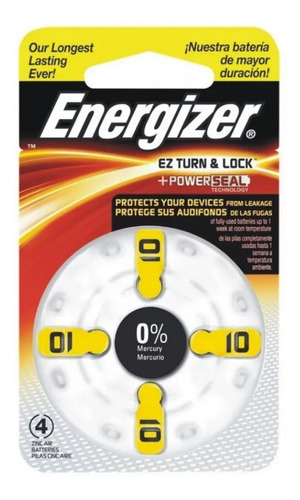 Imagen 3 de 4 de 4 Pilas Para Audifonos Az 10 Energizer Pr70 1.45v Cinc Aire