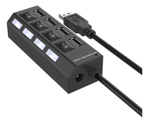 Hub 4 Puertos Usb 2.0 Hub Con Interruptores Energia