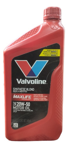 Aceite 20w50 Semi Sintético Maxlife Valvoline 