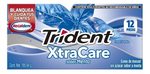 Chicle Goma De Mascar Trident Xtracare Sabor Menta C/12