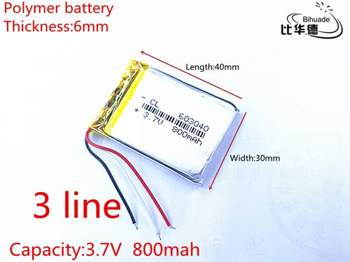 Bateria Gps Foston Fs 463 Dt 800 Mah 3,7v Com 3 Fios
