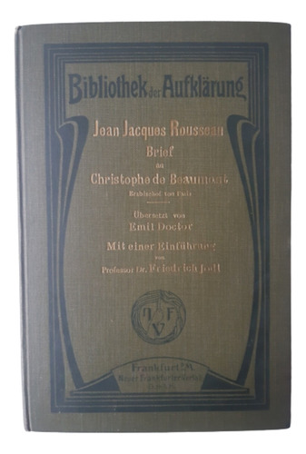 Brief An Christophe De Beaumont / Rousseau / Nfv 1912 Alemán
