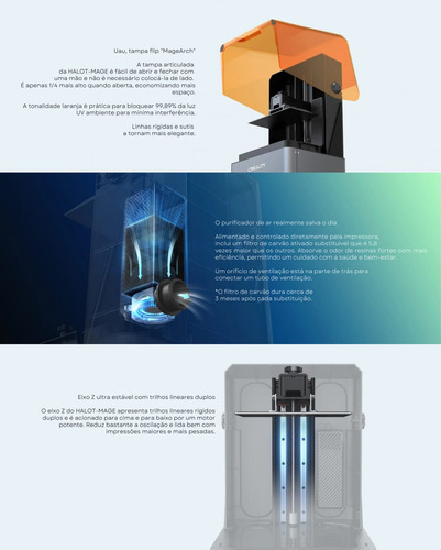Impresora 3D Creality Halot Mage color gris y naranja 127V con tecnología de impresión SLA