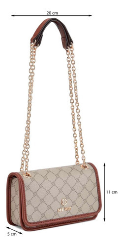 Bolsa bolsa cross body Nine West NGG133178 diseño lisa de sintético  beige y multi asas color azul y herrajes níquel