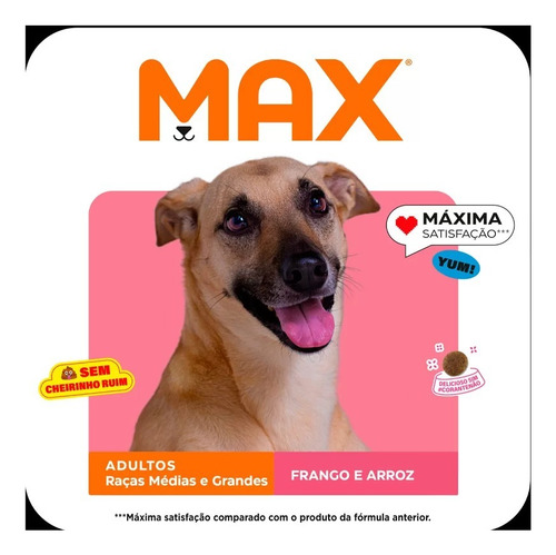 Ração Max P/cães Adultos Porte Médio/grande Frango/arroz 15k