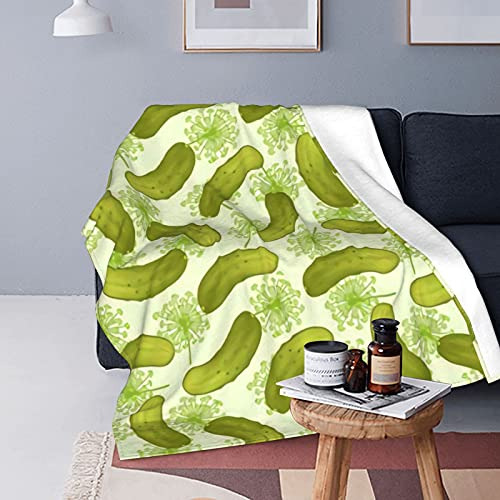 Dill Pickles Pattern Fleece Throw Blanket For Couch Sof...