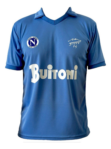  Camiseta Napoli Buitoni Campeon 1985 - 1986 Celeste Retro