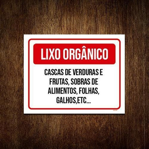 Placa Lixo Orgânico Cascas Verduras Frutas 18x23 10un