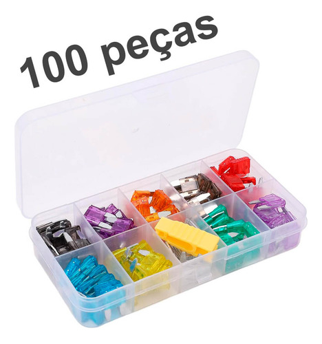 Kit Fusível Automotivo 3886 10 Modelos 100 Peças De 2a A 35a