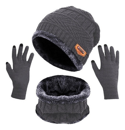 Conjunto De Tres Piezas De Guantes, Bufanda Y Gorro Cálido