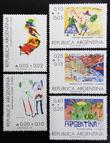 Argentina Infantil, Serie Gj 2295-9 Dibujos 1986 Mint L15628