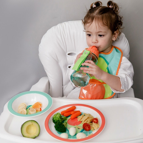 Cuenco hondo para comida para bebés, sin BPA, color verde, piña