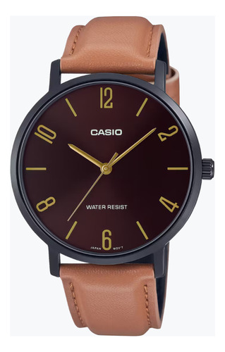 Reloj Casio Caballero Mtp-vt01bl-5budf/ Correa Marron Claro 