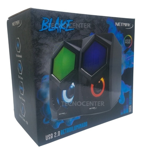 Imagen 4 de 4 de Parlantes Usb Netmak Nm-blake Pc Notebook Luces Ctrol Vol