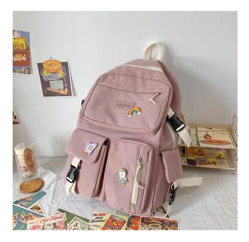 Mochila Impermeable Kawaii Coreano Negra 17 Pulgadas