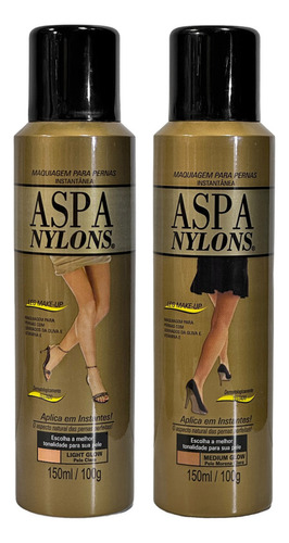 Kit 2 Aspa Nylons Spray Makeup Pernas Morena E Clara 150ml