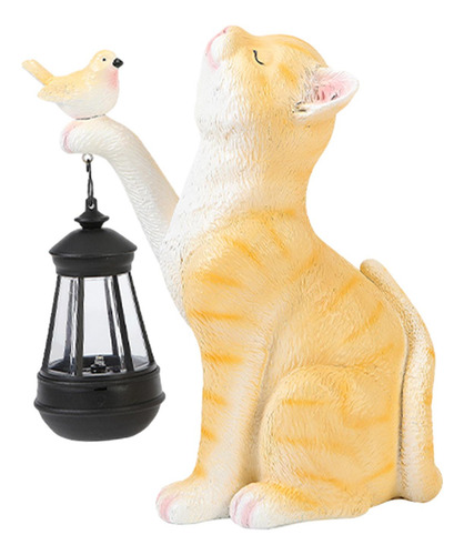 Estatua De Gato Con Luz Solar Para Jardín Al Aire Libre,