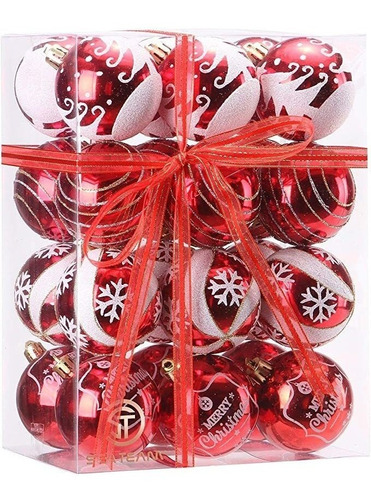 Bolas Para Arbol De Navidad X16u. /6cm/ Rojo Decorado