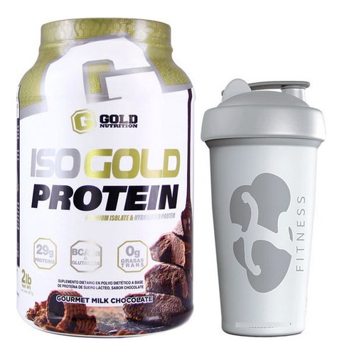 Iso Gold Protein Gold Nutrition Hidrolizada X 2 Lb + Vaso Sabor Chocolate