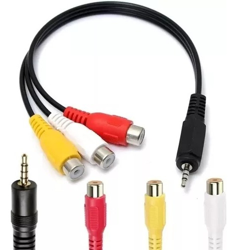 Pack X 5 Cable 3 Rca Hembra A Mini Plug 3.5 20 Cm Adap. P/tv
