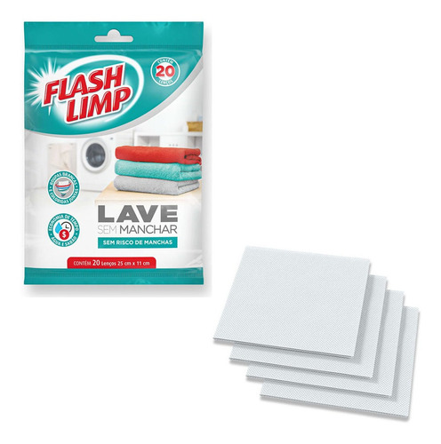 Anti Manchas Lave Roupas Sem Manchar Flashlimp Kit 20 Lenços