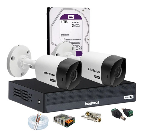 Kit 2 Câmeras Intelbras 1120 Dvr 4 Canais C/1 Tera