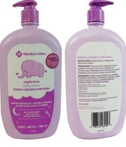 Crema Líquida Corporal Para Bebe Members Mark 798 Ml