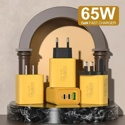 Carregadores De Celular Gan Usb Pd De 65 W E 3 Portas Usb C