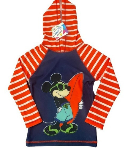 Remera Mickey Agua C/prot Solar Uv 50 Orig Licencia Disney