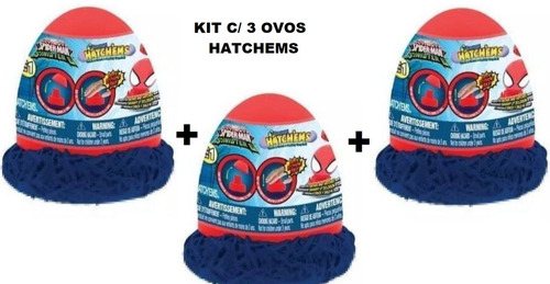 Kit C/ 3 Ovo Mashems Hatchems Spider Man Homem Aranha Surpes
