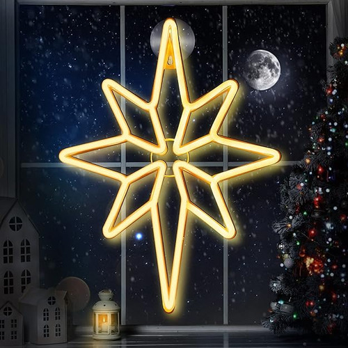 Luz Iluminada Con Silueta De Estrella De Navidad De Belen Lu