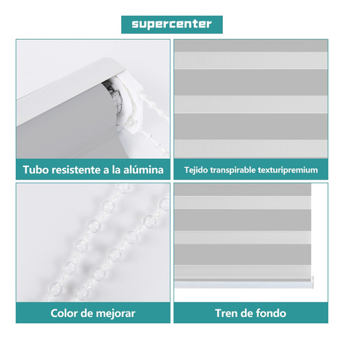 Supercenter 2 Paños Cortina Roller Velo Liso 120 X 200 Cm