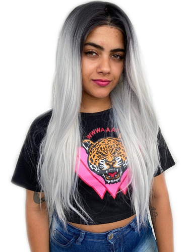 Peruca Frontlace Natural Orgânica Repartição Livre+touca Wig