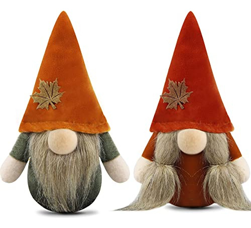 Set Of 2 Fall Gnomes Plush Thanksgiving Autumn Tiered T...