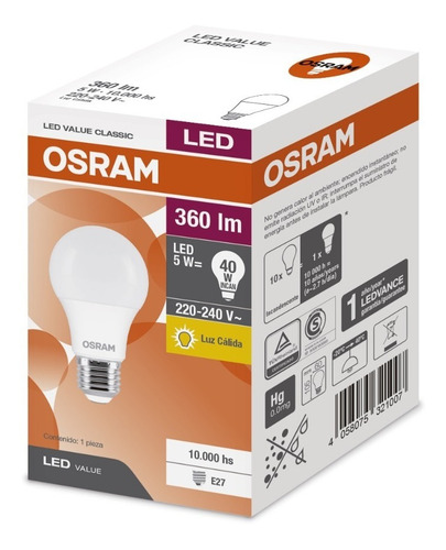 Imagen 6 de 8 de Lámpara Foco Led Osram Pack X 20 5w + 7w Luz Cálida