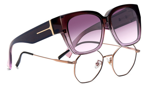 Joopin M8511 lentes de sol sobrepuestos hombre mujer polarizados uv cuadrados de moda grandes diseño clásico púrpura profundo púrpura violeta degradado