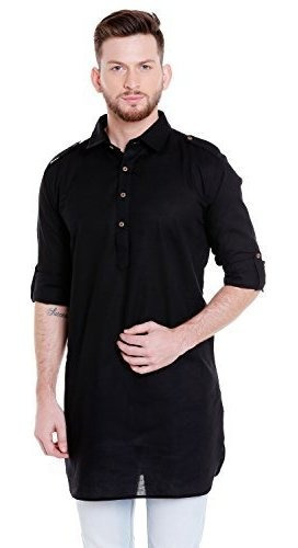 Insattva Hombres Pullover Pathani Rollup Manga Kurta Tunica