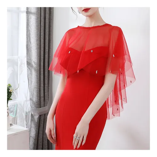 Capelets For Women Tulle Shawls Evening Dress Wraps Tops Lac