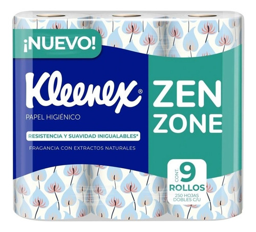 Papel Higiénico Kleenex Zen Zone 9 Rollos 250 H Dobles C/u