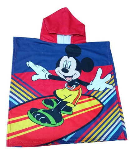 Poncho Toallon Mickey Mouse Microfibra Secado Rapido Nene