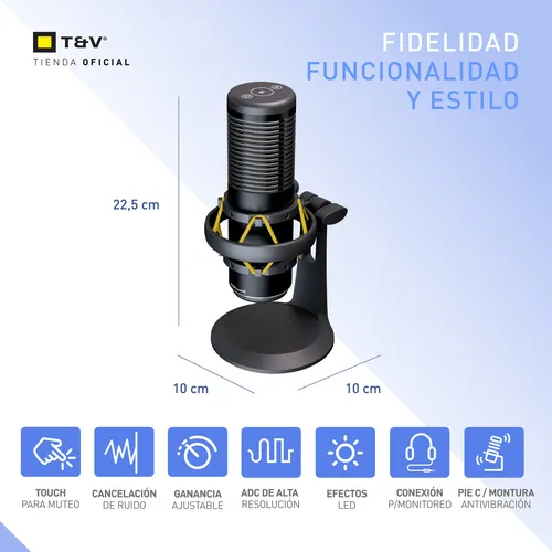 Micrófono Condensador Gamer Y Streaming Plug And Play Negro Thonet And Vander VX320