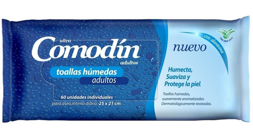 Toallas Humedas Adulto Comodin X 60 Unidades, 25 X 21 Cms