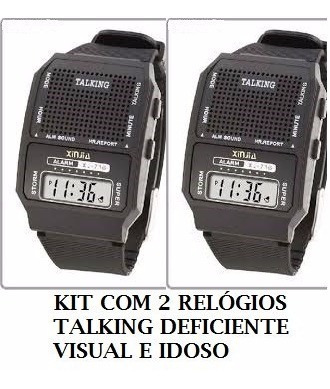 Kit 3 Relógios Fala A Hora Para Deficiente Visual E Idoso