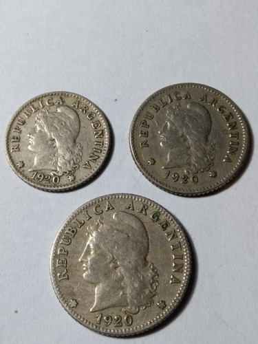 Monedas Argentinas De 5-10-y 20 Centavos 1920