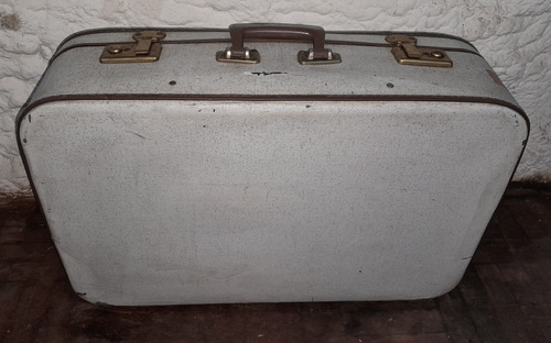 Antiguo Vintage Valija Viaje Sintetico Gris 65x43x18cm (Usado)