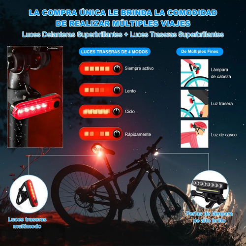 Bicicleta Luz Recargable Usb 6000 Lúmenes Impermeable Led
