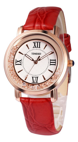 Reloj De Pulsera Mujer Cuero Diamante Cuarzo Analógico Japon